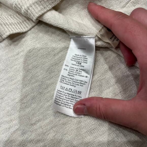 Madewell Palmdale Pullover Sweater Colorblock Stripe Sz M Tan Green Coastal - Picture 5 of 7